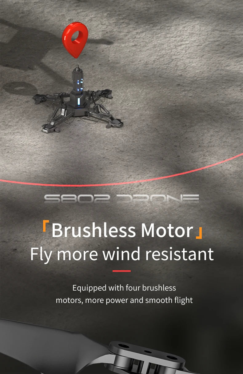 2024 New S802 GPS Drone - 8K HD Professional 3-Axis EIS Gimbal Camera 360° Obstacle Avoidance Brushless Motor Foldable Quadcopter Professional Camera Drone 34 2024 New S802 GPS Drone, four brushless motors give you more power and smooth flight .