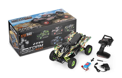 WLtoys 12428-A 1/12 4WD RC Motorcycle – 50km/h Off-Road Hill Climb Car with LCD Remote and LED Lights