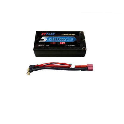 HRB 2S 7.6V 5500mah Hard Case Lipo Battery - 120C 5.0mm Bullet Connector RC Car RC Truck RC Truggy RC Airplane UAV Drone