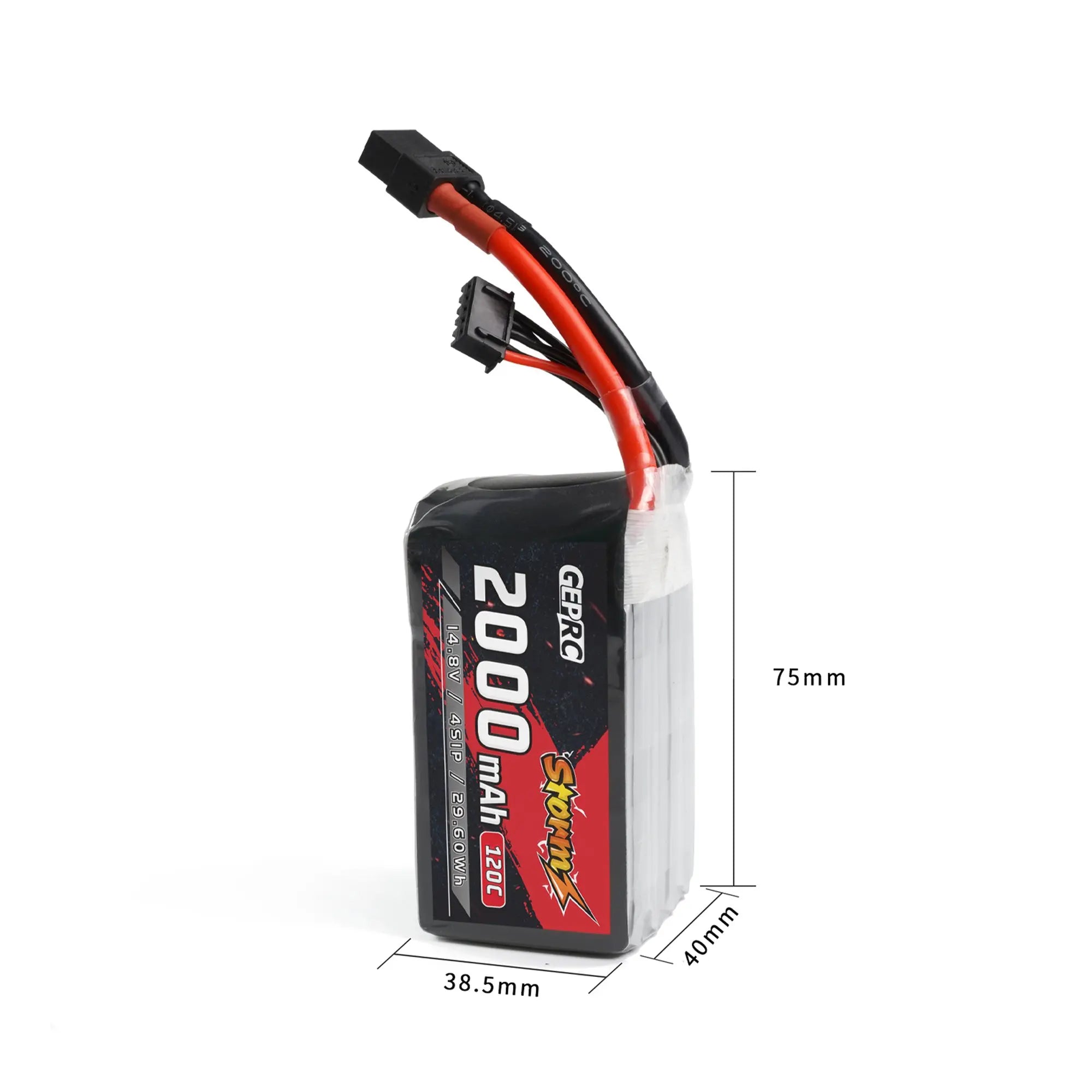 GEPRC Storm 4S 2000mAh 120C Lipo Battery, the charging rate supports up to 3C, and it is recommended to use 1-1.5C 