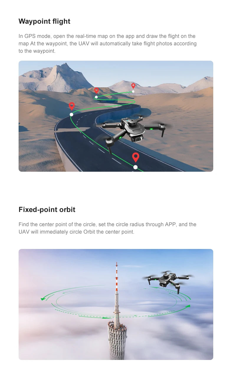 LU20 Drone - 8K Profesional GPS ESC With Dual Camera 360 Obstacle Avoidance Foldable 4K Quadcopters Toy Gift 38 LU20 Drone, waypoint flight in gps mode, open the real-