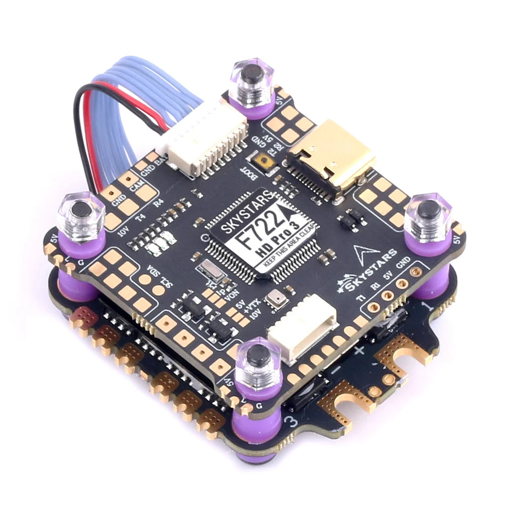 Skystars F7 F722HD PRO3 Flight Controller Stack, no difference in appearance between the 45A and 60A ESCs . MOS tube