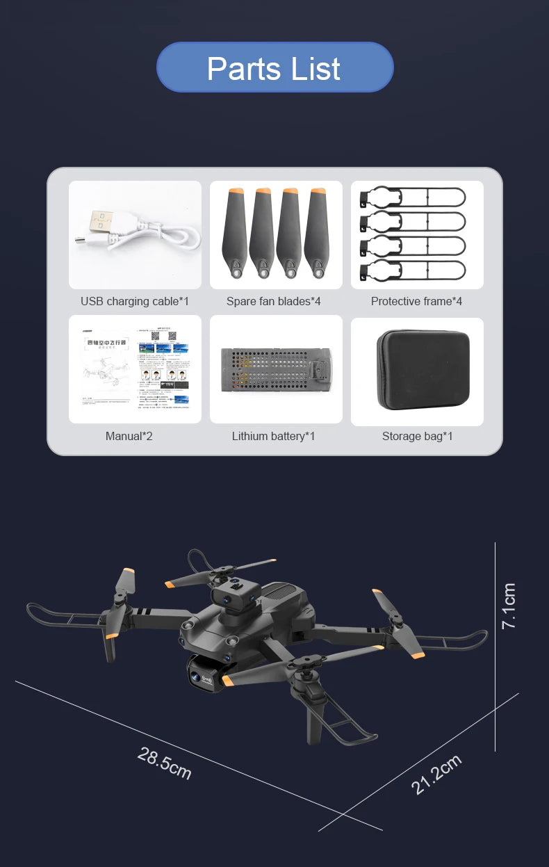S172 Max Drone - Optical Flow Positioning Five-sided Obstacle Avoidance Drone 4K GPS WIFI FPV Folding Four-axis RC Helicopter Toy 30 S172 Max Drone, parts list usb charging cable*1 spare fan blades*4