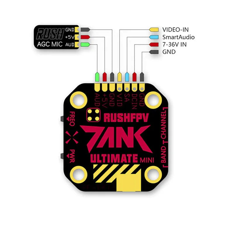 RUSH TANK Ultimate MINI VTX - 5.8GHz 48CH RaceBand 0/25/200/500/800mW Switchable 20x20 Stackable FPV Transmitter For RC Drone 11 RUSH TANK Ultimate MINI VTX, GNDL VIDEO-IN RUShI +svi SmartAudio