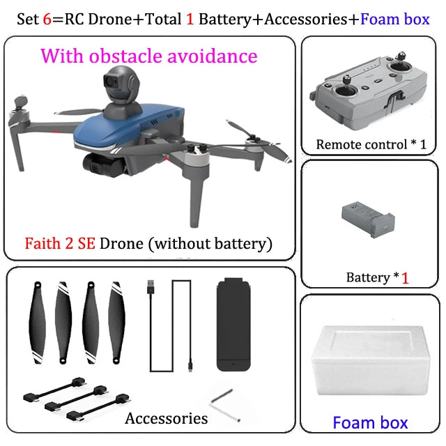 C-Fly Faith 2 SE Drone, C-FLY Faith 2 SE Drone with 3KM range, 4K camera, and 3-axis gimbal features obstacle avoidance and GPS capabilities.