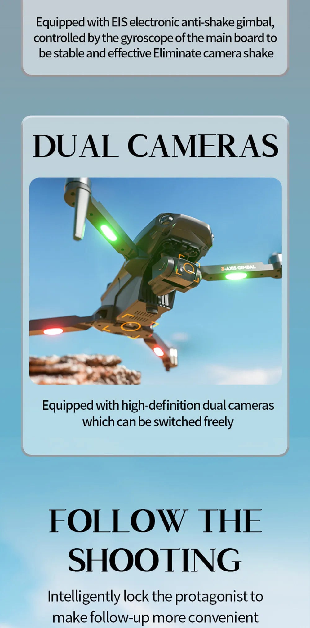 X38 PRO Drone - GPS 8K HD Professional Aerial 3-Axis Gimbal Brushless Obstacle Avoidance Drone Brushless Quadcopter RC Drone Toy Professional Camera Drone 16 X38 PRO Drone, Equipped with ElS electronic anti-shake gimbal; controlled bythe g