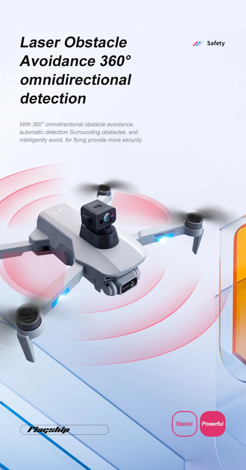 F8 GPS Drone, Laser Obstacle Safety Avoidance 3609 omnidirectional detection . Stable Powerful