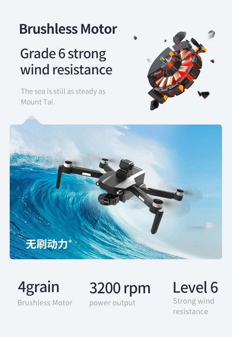 M218 Drone, Brushless Motor Grade 6 strong wind resistance The sea is still as steady as Mount Tai.