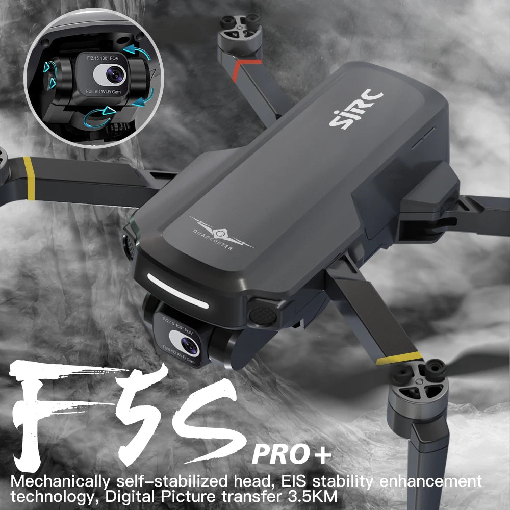 SJRC F5S PRO Drone, Stable drone with camera head and EIS for sharp photos, plus 3.5km transmission range.