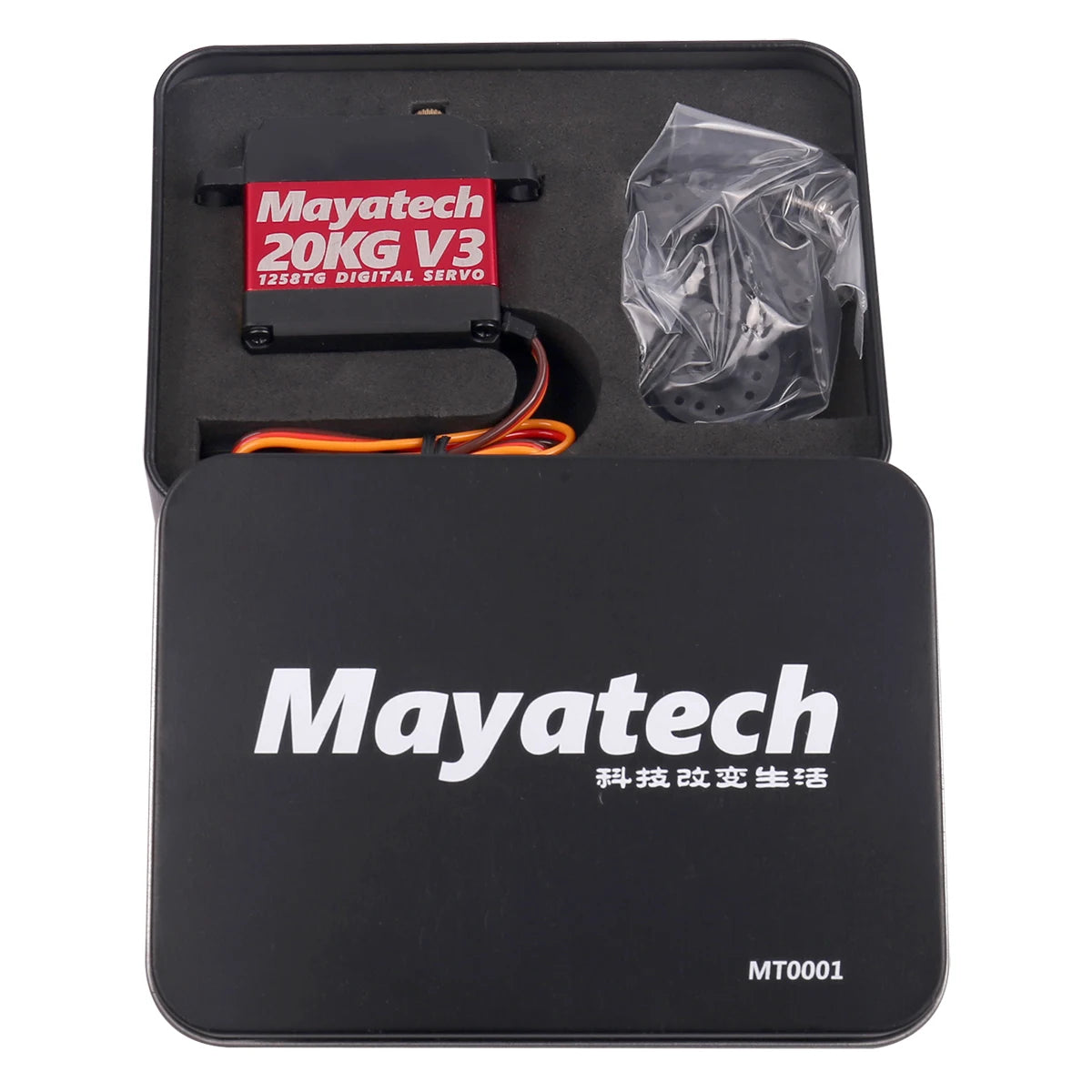 Mayatech 1258TG V3 20KG Servo, High-torque digital servo for parabolic systems, designed to be waterproof and reliable.