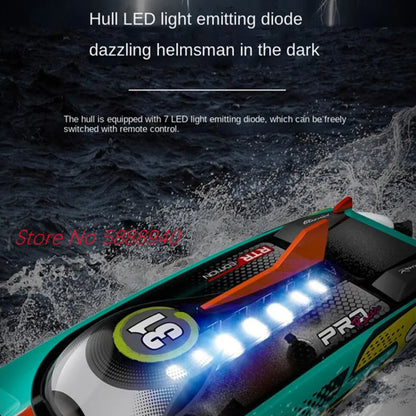 The Tccicadas S002 Brushless Waterproof RC Boat features 80km/h speed, 2.4G 200m range, and 48cm hull.