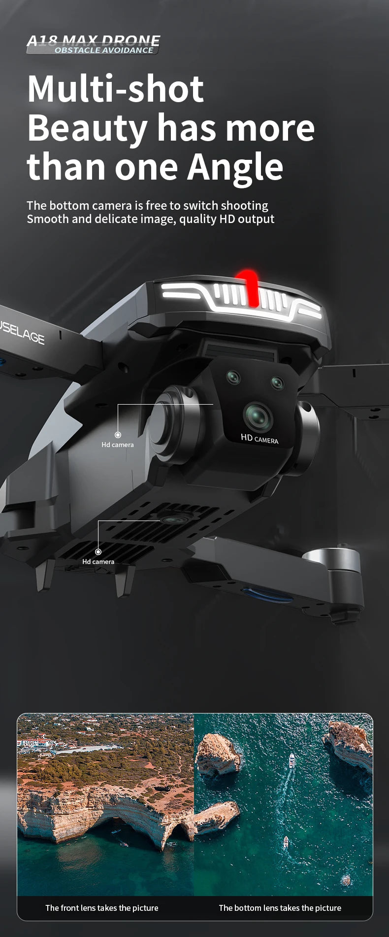 A18 MAX Drone, a1& maxdrone obstacle avoidance multi-shot beauty