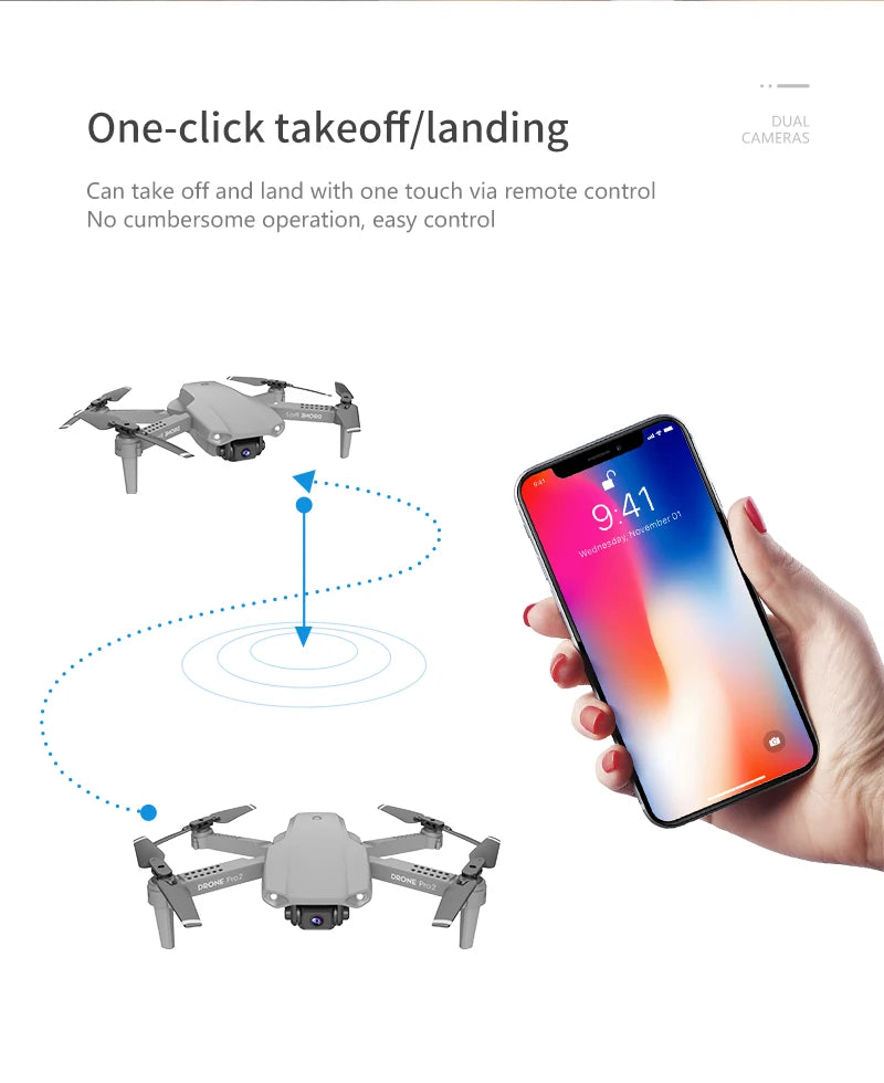 XKJ  E99 RC Mini Drone, one-click takeoff/landing cambras can take