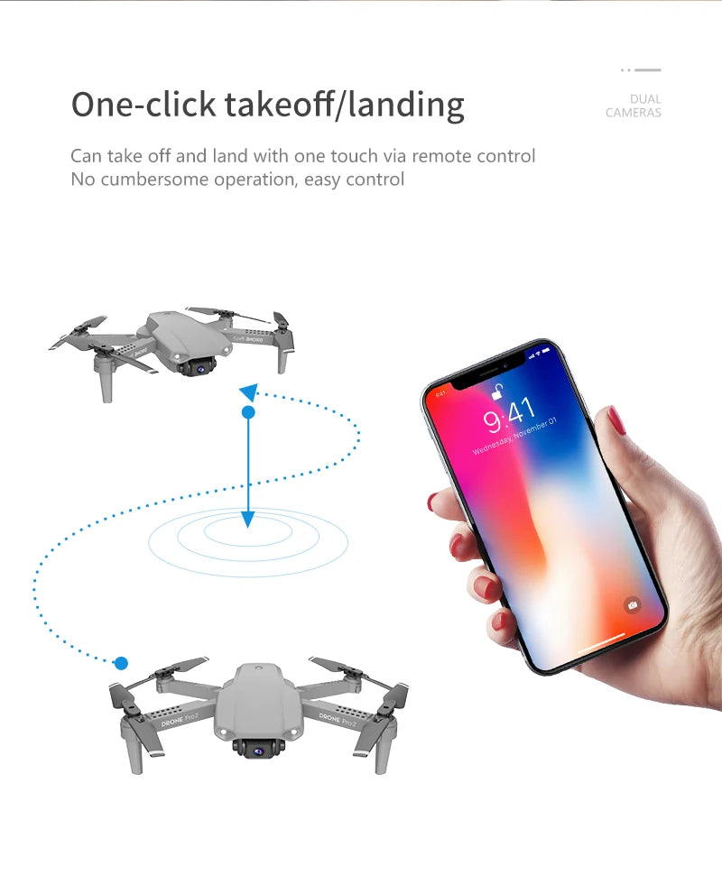 XKJ E99 RC Mini Drone - 4K 1080P 720P Dual Camera WIFI FPV Aerial Photography Helicopter Foldable Quadcopter Dron Toys 41 XKJ E99 RC Mini Drone, one-click takeoff/landing cambras can take