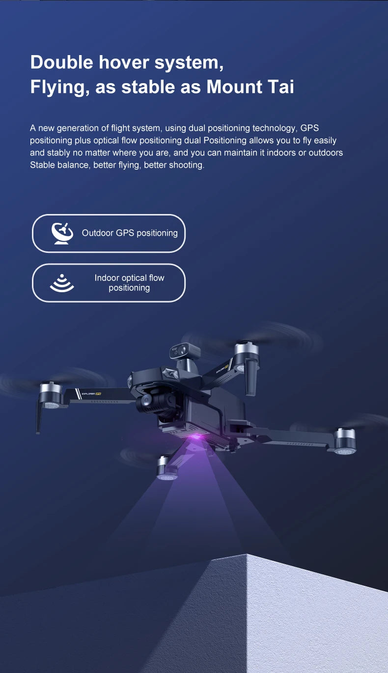 8819 pro Drone, dual positioning technology allows you to fly easily and stably no matter