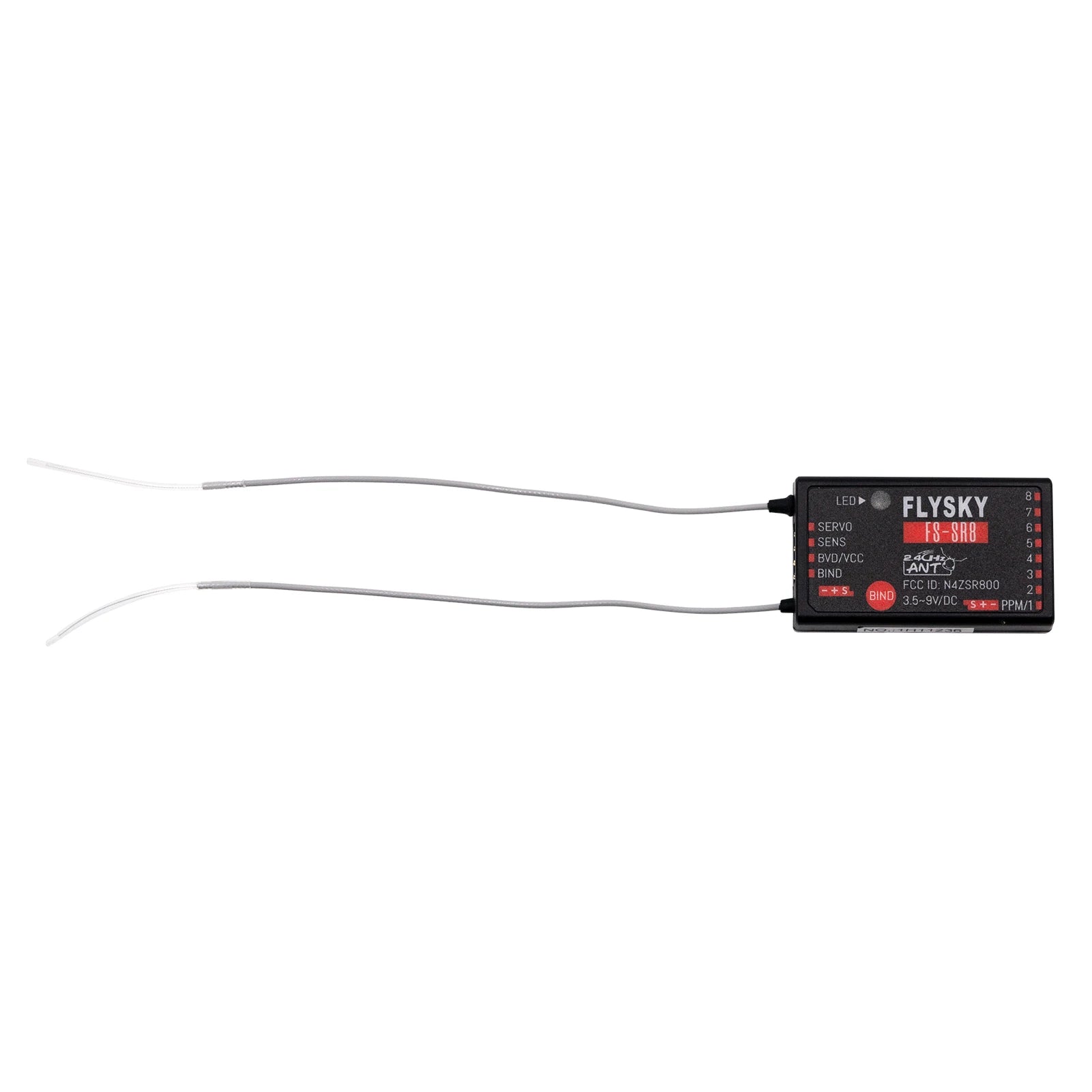 FLYSKY FS-SR8 2.4G 8CH Receiver - ANT Protocol 3.5~9V/DC Receiver for FS-ST8 RC Helicopters Car Boat Remote Controller 15 FLYSKY FS-SR8 2.4G 8CH Receiver, LED> FLYSKY SERVO FS-ShB SENS BVD/