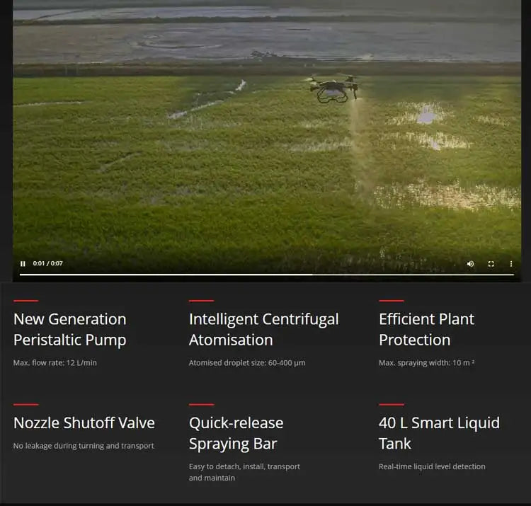XAG P100 40L Agricultural Drone - Smart Core Powered by AI with Precision and High Efficiency agricultural irrigation drone 14 XAG P100 40L Agricultural Drone, '007 Generation Intelligent Centrifugal Efficient Plant Peristaltic Pump