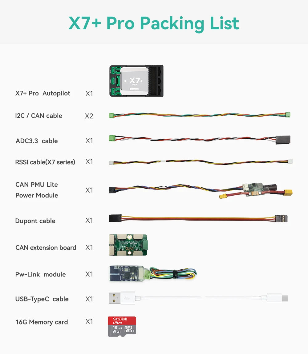 X7+ Pro Packing List x7# X8+ Pro Autopilot