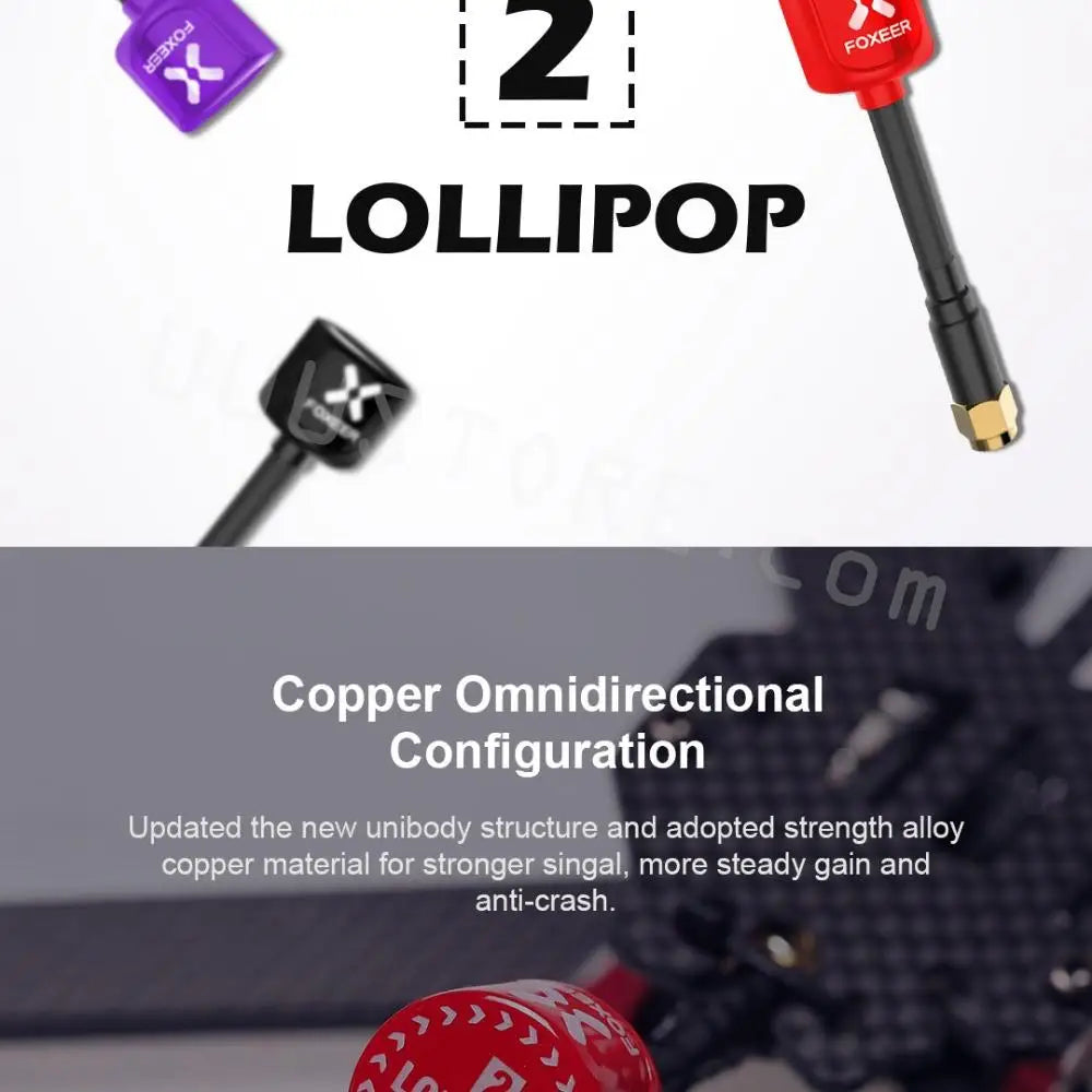 2pcs Foxeer Lollipop 2 5.8G Super Mini FPV Antenna 2.5Dbi RHCP UFL/MMCX for RC FPV Racing Drone Multirotor 8 21 LOLLIPOP Copper Omnidirectional Configuration Updated the new unibody structure and
