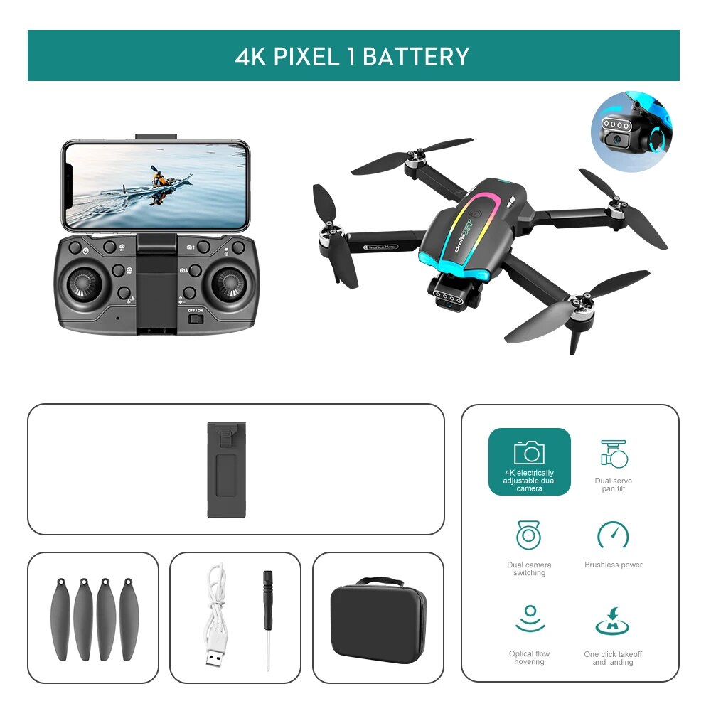 XT105 Drone, 4K PIXEL 1 BATTERY 4K electrcally adjustable dual