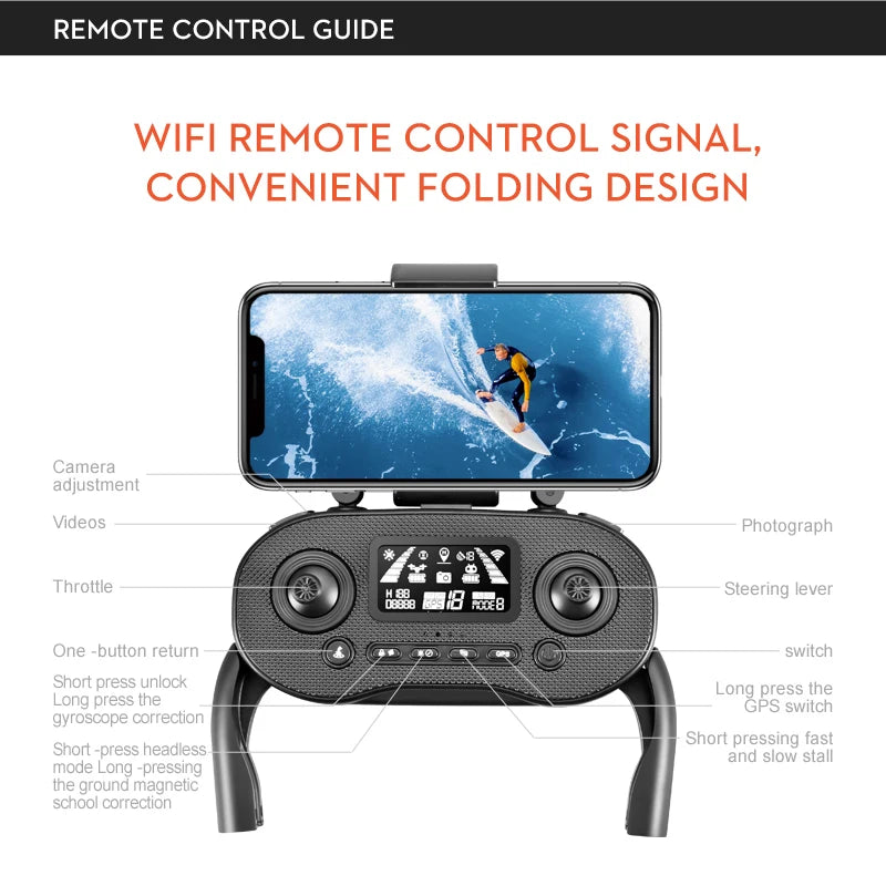 S+ Drone, WIFI REMOTE CONTROL SIGNAL, CONVENIENT FOLDING