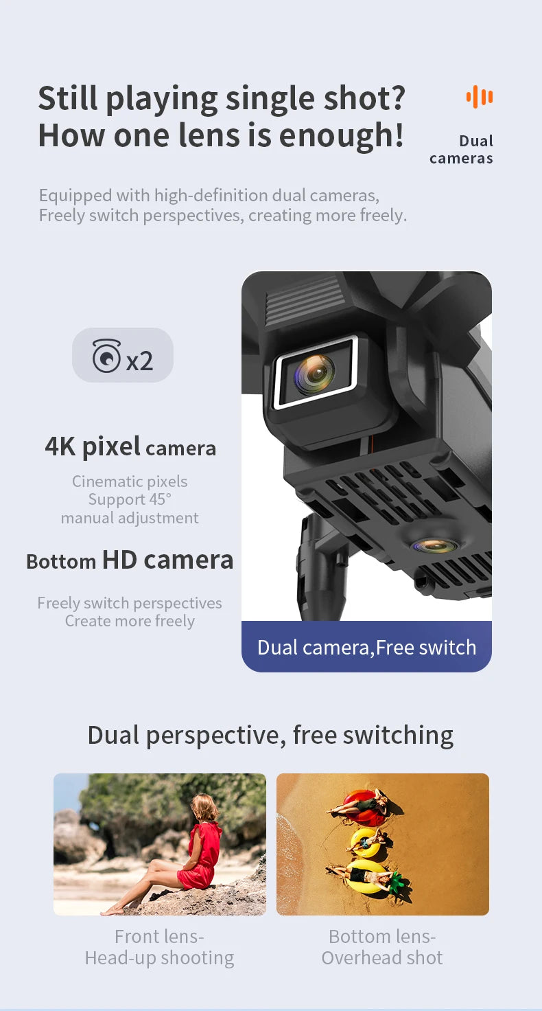 XYRC L23 Mini Drone, x2 4k pixel camera cinematic pixels support 458