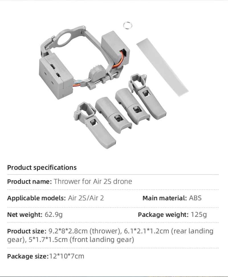 Airdrop System for DJI Mavic 3/3 Classic/2/AIR 2/2S Drone Thrower Fishing Bait Wedding Ring Gift Deliver Life Rescue Kits 30 Product name: Thrower for Air 2S/Air 2 drone Applicable models: Air
