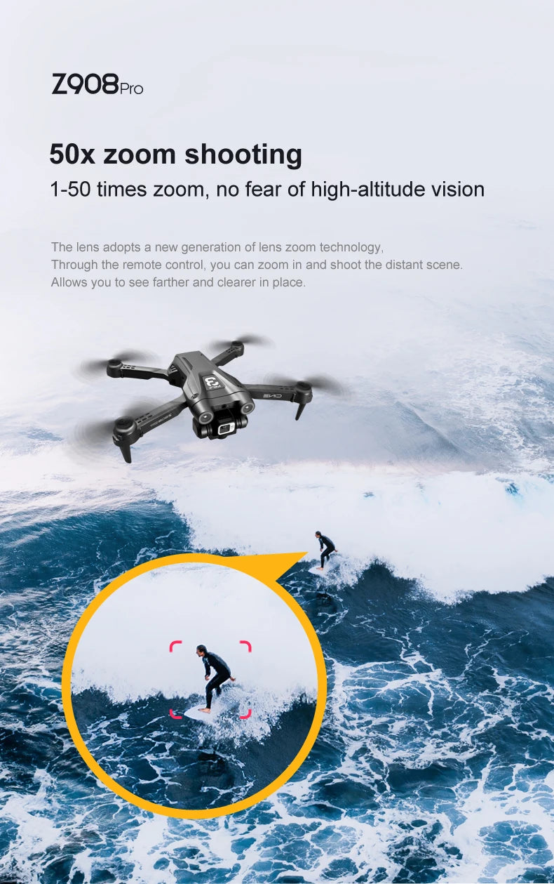 New Z908 Pro Drone - 2.4G WIFI Mini Drone 4k Professional Obstacle Avoidance Helicopter Remote Control Quadcopter RC Drone Toy 36 New Z908 Pro Drone, the lens adopts a new generation of lens zoom technology .