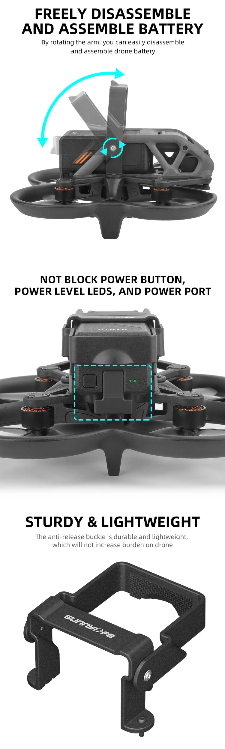 Battery Anti-release Buckle - Lock-up Anti-falling Foldable Battery Safety Lock Buckle Guard for DJI Avata Drone Accessories 10 Battery Anti-release Buckle, the anti-release buckle is durable and lightweight, which will not increase burden on drone .