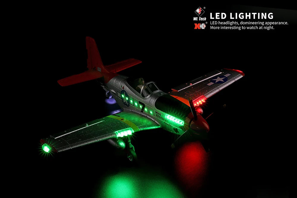 WLtoys A280 Brushless Motor RC Airplane, WL Tech LED LiGhTING LED headlights, domineering appearance: