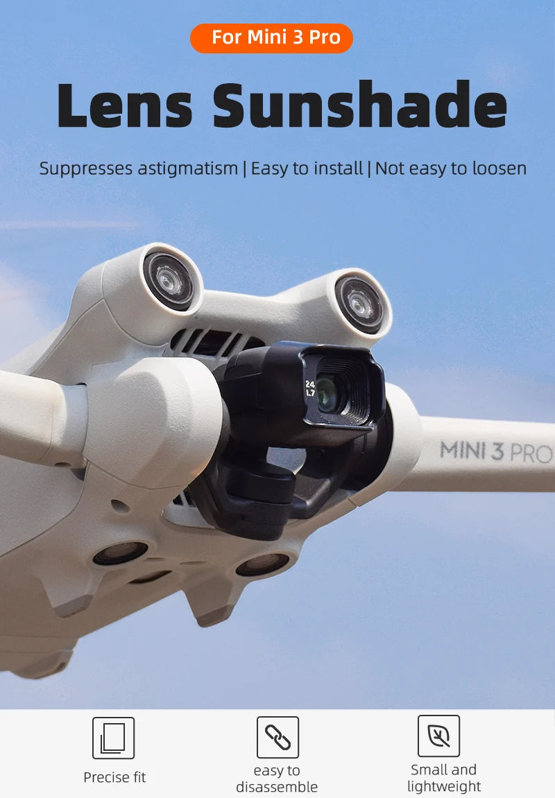 Lens Cover Sunshade Protective Cap for DJI MINI 3 PRO - Lens Hood Anti-glare Gimbal Camera Guard Props fixer Accessories 8 Mini 3 Pro Lens Sunshade Suppresses astigmatism | Easy