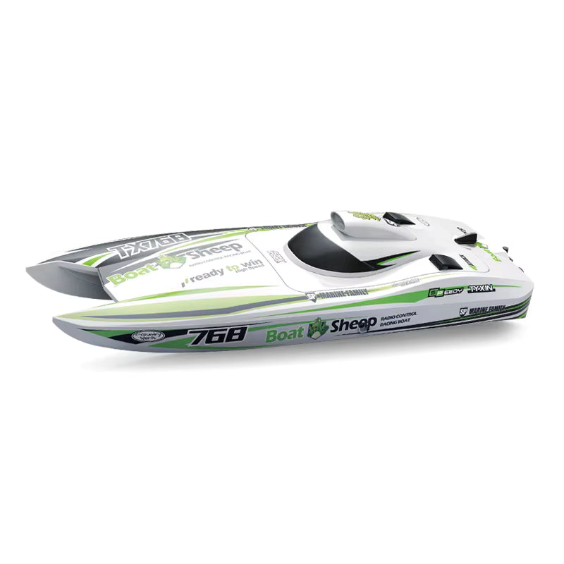 JIKEFUN TX768 RC Boat 2.4G Turbojet Speedboat, Brushless, Water‑Cooled ESC, 30 km/H, 250–300 m Range, 39.7×12.7×9.3 cm