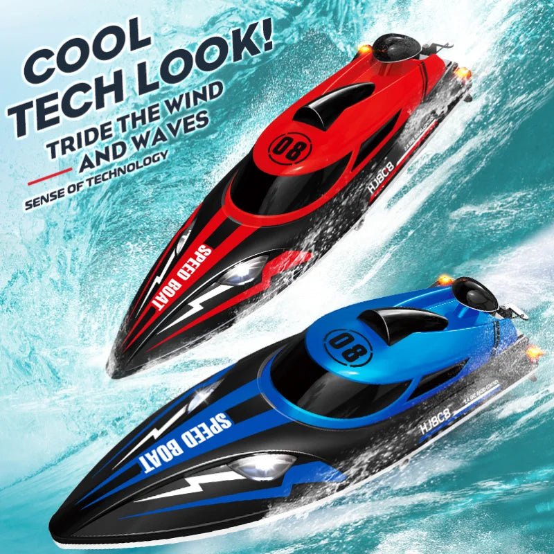 HJ808 RC Boat 2.4GHz 25km/h High-Speed Racing Ship with 7.4V 1100mAh Battery and 150m Remote Range