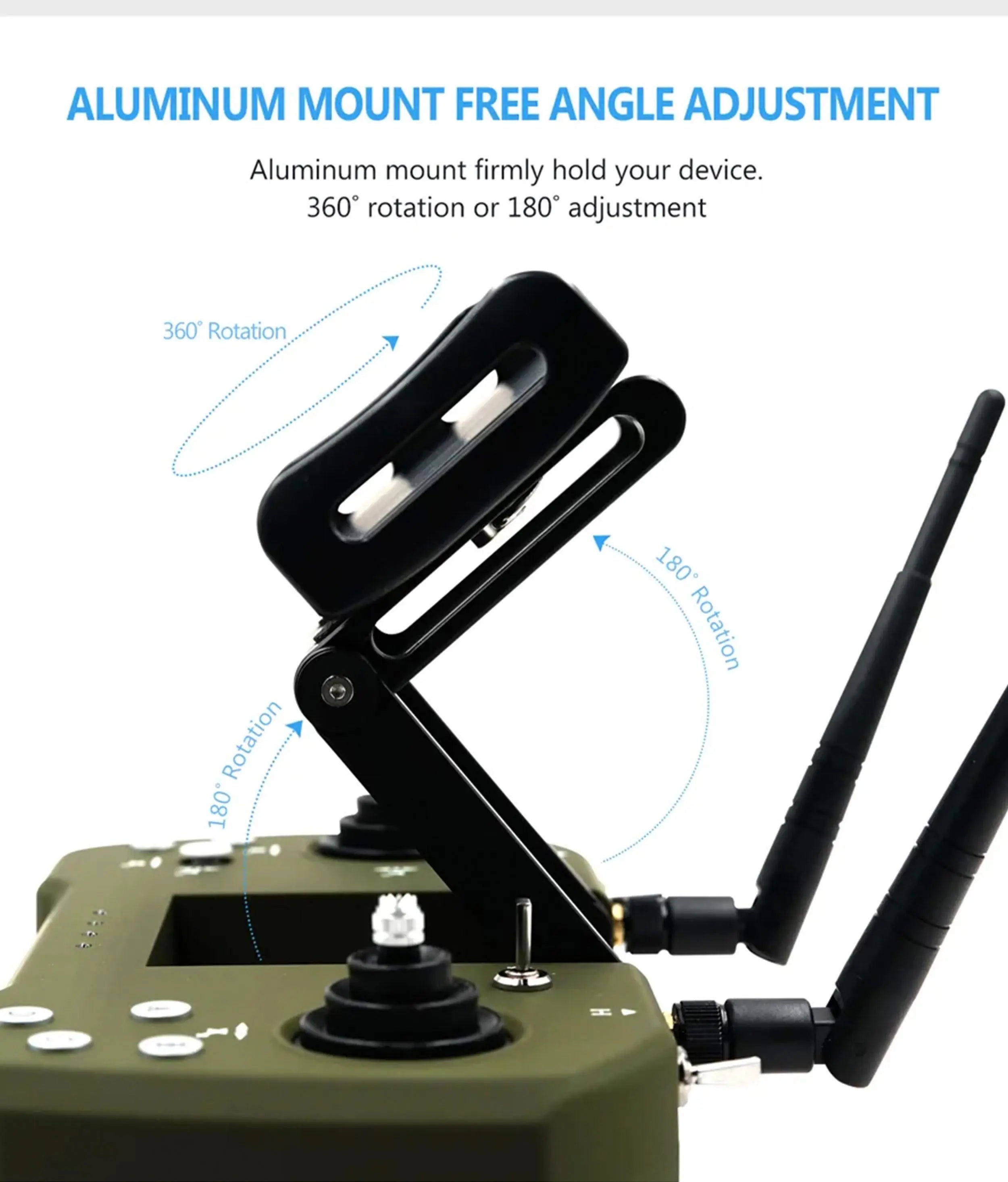 Skydroid M12L, Adjustable aluminum mount for secure device holding with 360° rotation and 180° tilt.