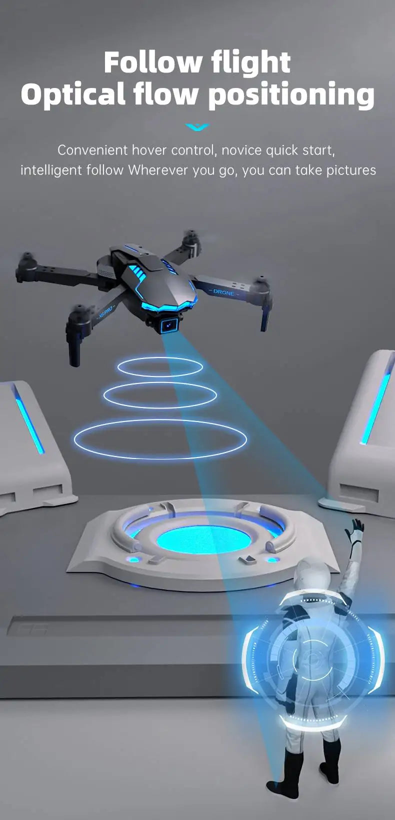 NEW X6 Drone, Follow flight Optical flow positioning Convenient hover control; novice quick start, intelligent follow
