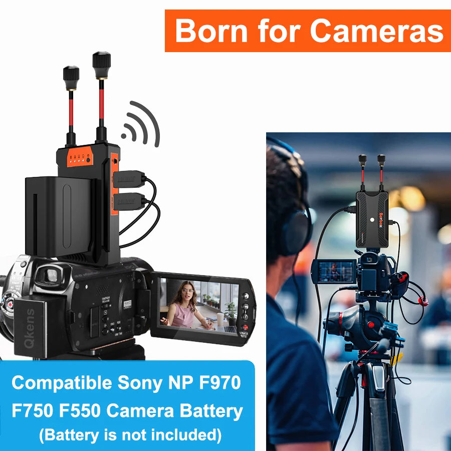 300m Long Distance Wireless Transmission, Compatible Sony NP F970 F750 F550 Camera Battery (Battery is not