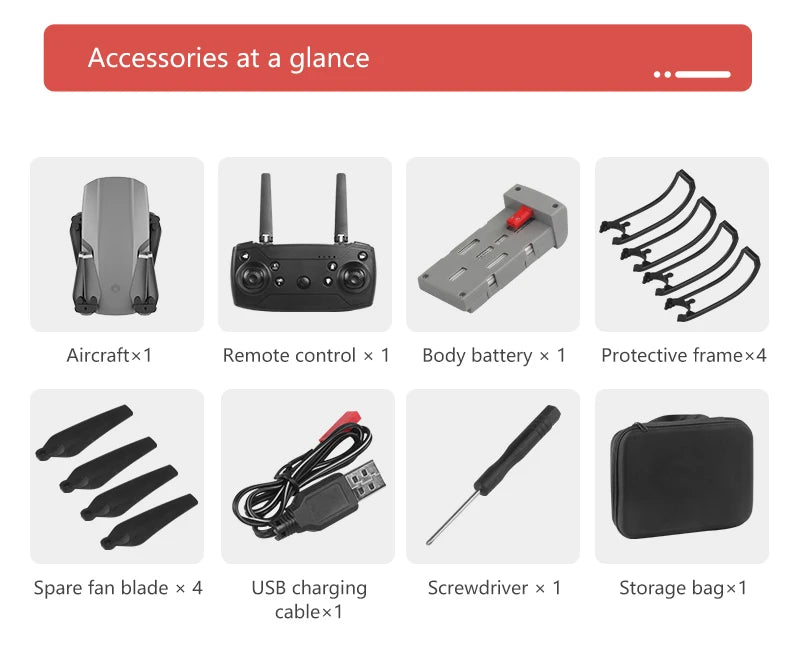 XKJ E99 RC Mini Drone - 4K 1080P 720P Dual Camera WIFI FPV Aerial Photography Helicopter Foldable Quadcopter Dron Toys 48 XKJ E99 RC Mini Drone, aircraftx1 remote control x 1 body battery x protective frame