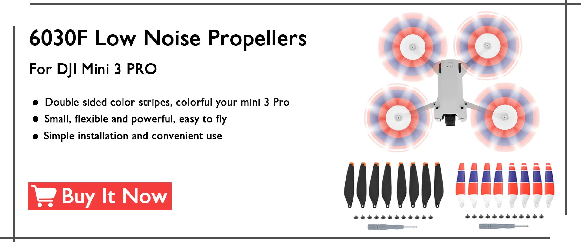 6030F Low Noise Propellers For DJI Mini 3 PRO Double sided color stripes