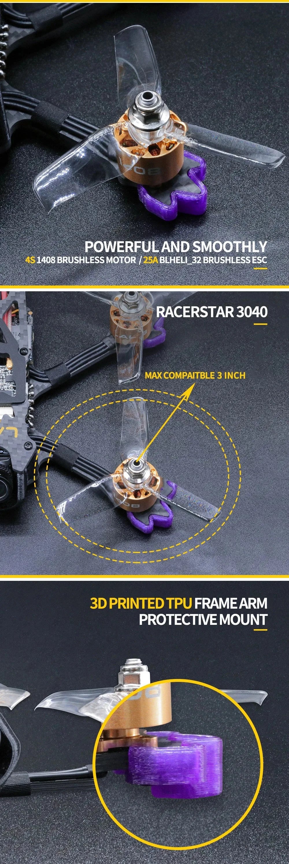 TCMMRC LAL3 FPV Racing Drone Kit - 3-Inch 145mm 3-4S FPV Racing Drone PNP Caddx Turtle V2 HD 1408 3750KV Motor 25A ESC 300MW VTX 10 TCMMRC LAL3 FPV Racing Drone, 0t POWERFULAND SMOOTHLY 4S1408 BRUS