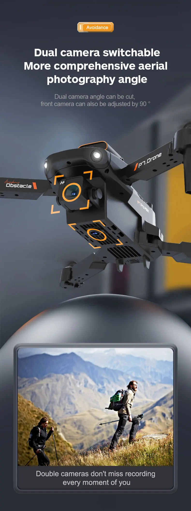 P7 Drone - 8K HD WIFI FPV 360 Obstacle Avoidance Drones Aerial Photography Four-Axis Rc Aircraft Rc Helicopter Kid Toy Gift 38 P7 Drone, avoidance dual camera switchable more comprehensive aerial photography angle dual camera angle