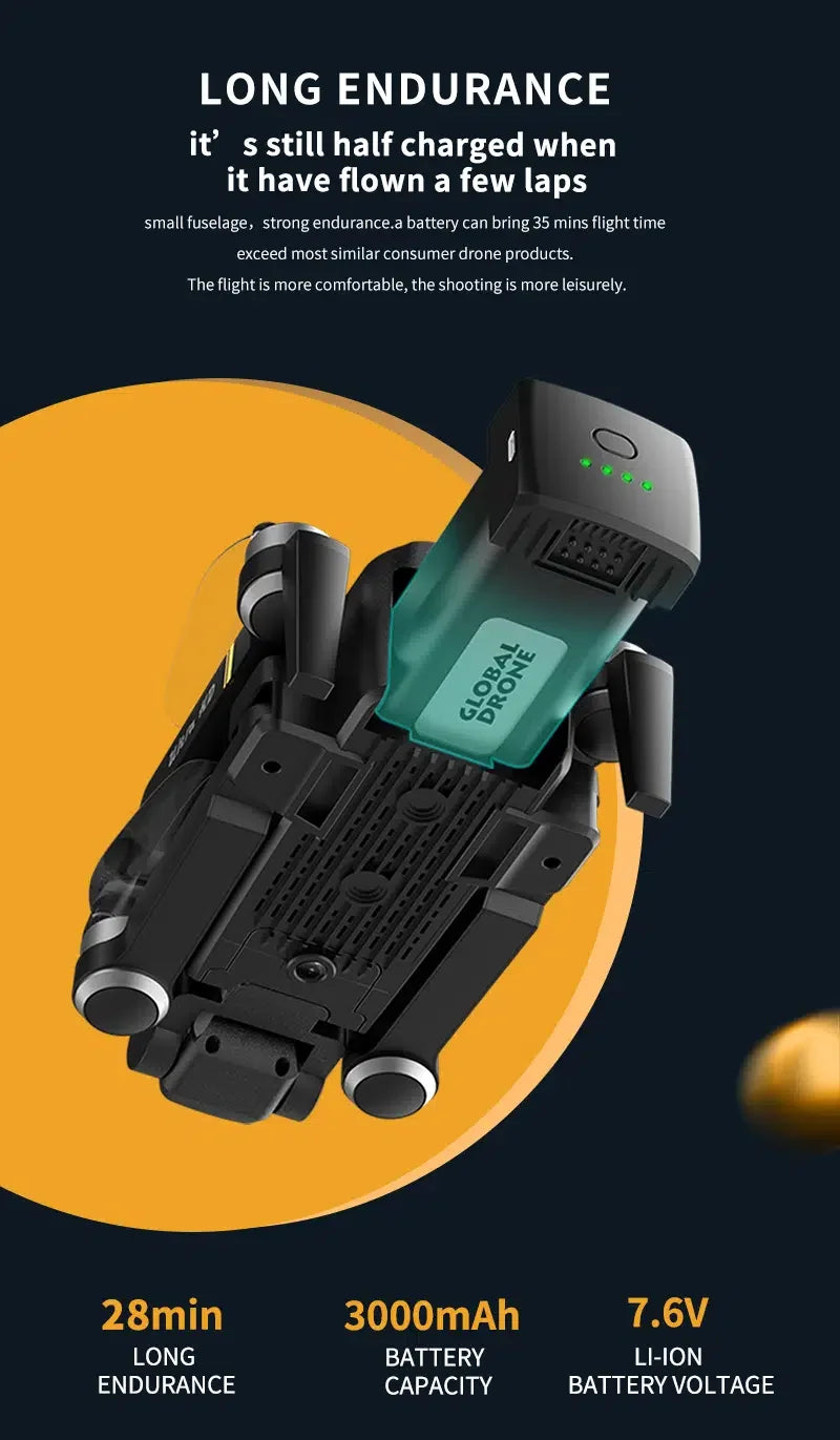 GD93 Pro Max Drone - GPS Foldable Drone With ESC Camera And Brushless Motors,LED Screen, Optical Flow Positioning, Brushless Motor, Trajectory Fight, 24 GD93 Pro Max Drone, battery can bring 35 mins flight time exceed most similar consumer drone products