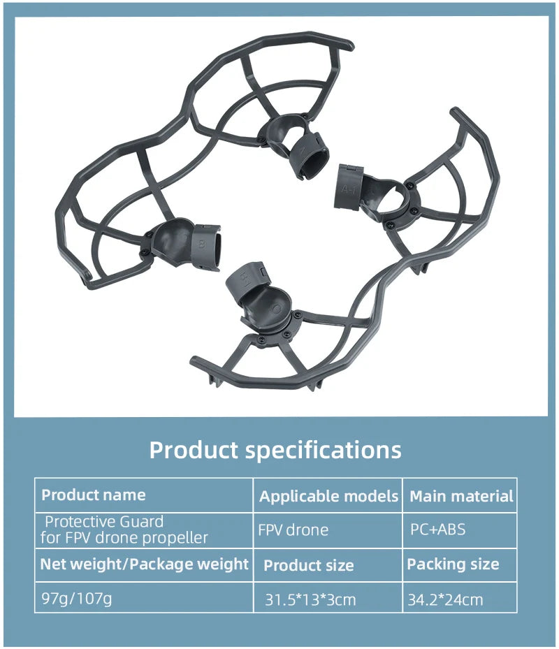 DJI FPV Propeller Guard Lens Cover Cap Antenna Signal Extender Landing Gear Propeller Box for DJI FPV Comb Drone Accessories 23 DJI FPV Propeller, 97g/107g Packing size 31.5*13*3cm 34.2