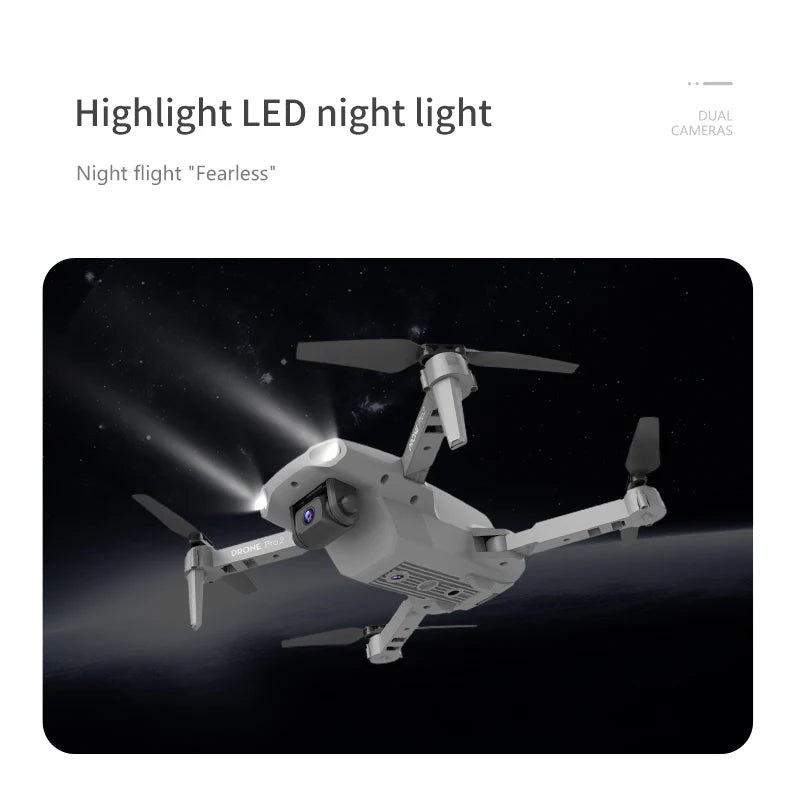 XKJ E99 RC Mini Drone - 4K 1080P 720P Dual Camera WIFI FPV Aerial Photography Helicopter Foldable Quadcopter Dron Toys 45 highlight led night light cambhas night flight "fear