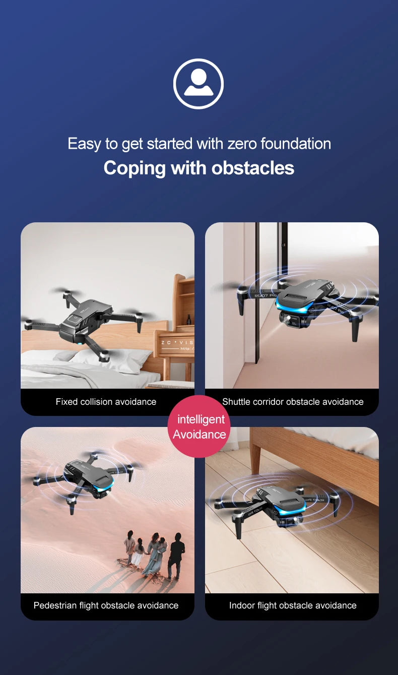 2024 NEW RG107 Drone, Easy to get started with zero foundation Coping with obstacles Fixed collision avoidance Shuttle corridor obstacle avoid