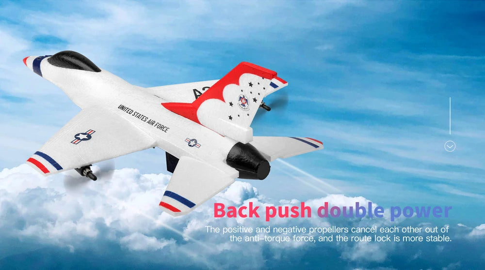 Wltoys A290 F16 RC Airplane, back push double power The positive and negative propellers cancel each other out of the anti-