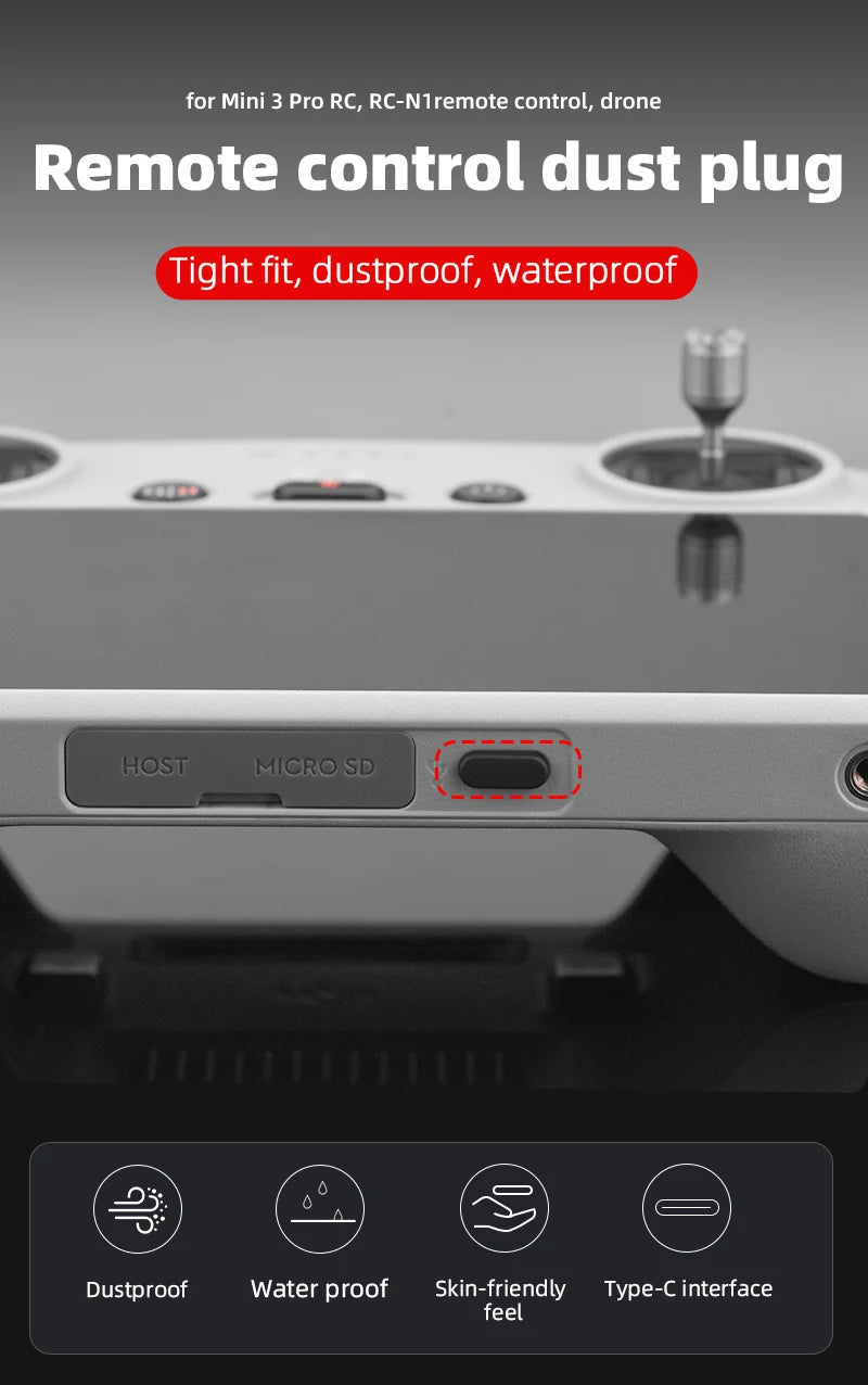 Type-C Dust Plug for DJI Mini 3 Pro, Host MICRO SD dustproof, waterproof for Mini 3 Pro RC, 