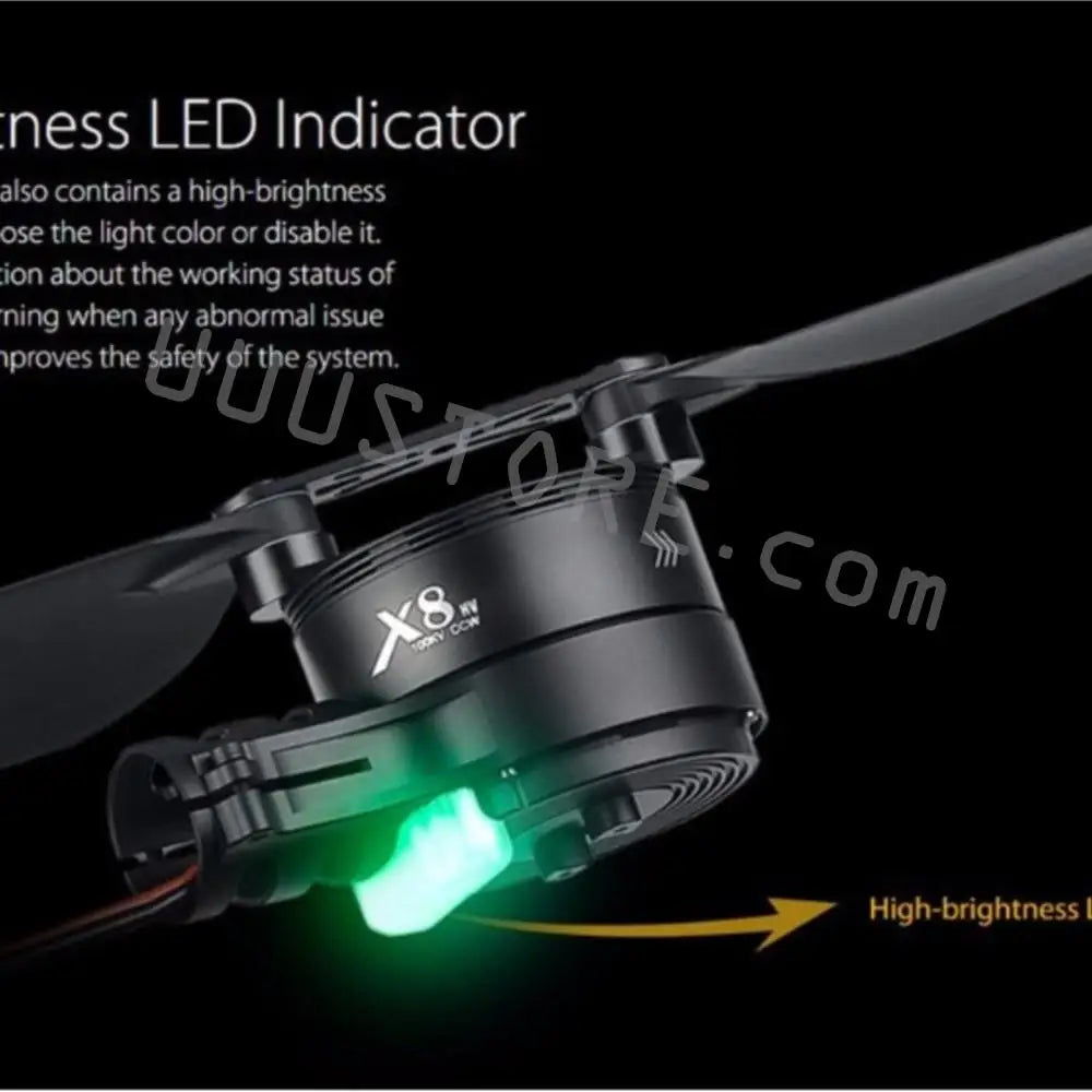 Hobbwing X8 Series Power System, LED Indicator also contains a high-brightness ose the light