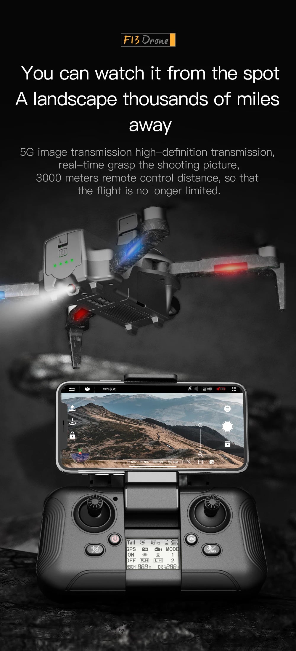 F13 Drone, 5G image transmission high-definition transmission . real-time grasp the shooting picture