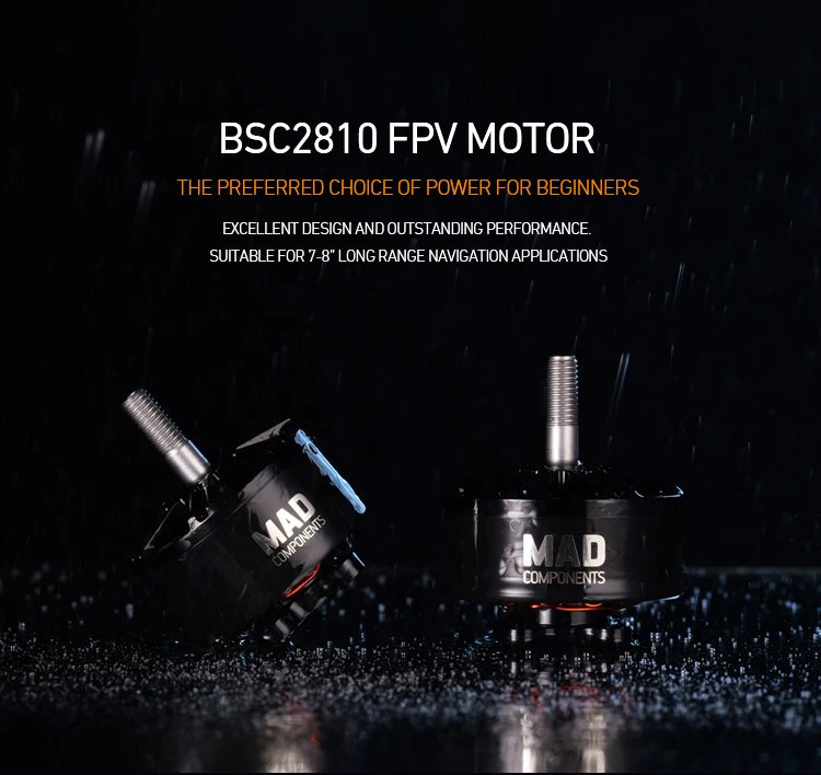 MAD BSC2810 Brushless Motor, Brushless motor suitable for 10-11 inch long-range FPV drones or 9-10 inch X8 cinelifter drones.