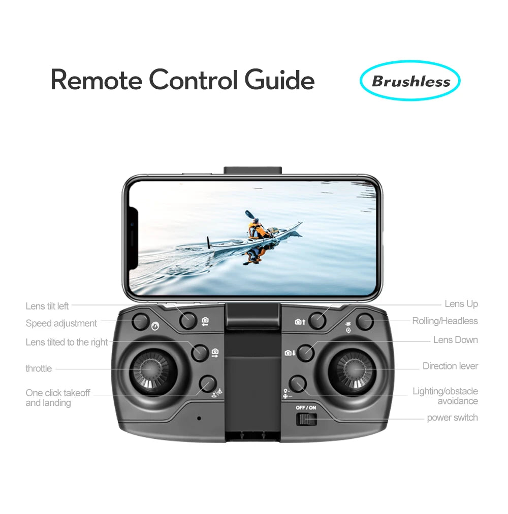 XT105 Drone, Remote Control Guide Brushless Lens tilt left Lens Up Speed adjustment Qi RollingHHea